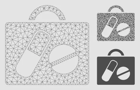 Drugs Case Vector Mesh Wire Frame Model and Triangle Mosaic Icon 스톡 일러스트
