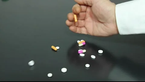 Drugs fall from a hand Vídeos de archivo 9556441