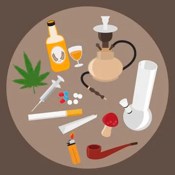Drugs flat icons set, vector illustration. 스톡 일러스트