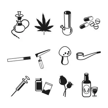 Drugs flat icons set, vector illustration. Stock Illustration
