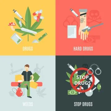 Drugs Flat Set イラスト素材