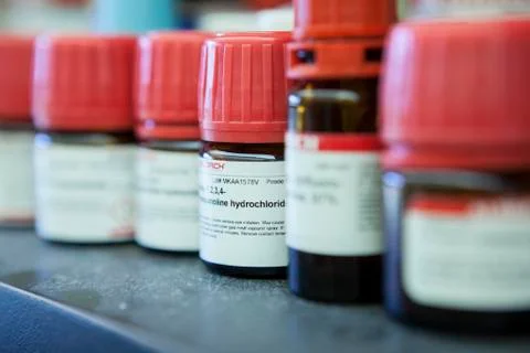 Drugs in lab Stock Photos