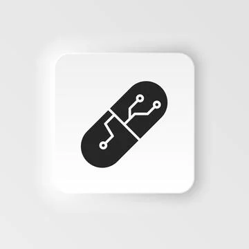 Drugs, smart. Bioengineering neumorphic style vector icon. Biotechnology for Stock Illustration