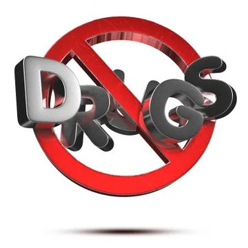 Drugs text 3d rendering on white background.(with Clipping Path). Stock Illustration