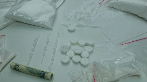Drugs on white table ready for use Stock Footage 89330033