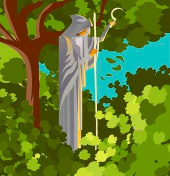 Druid in the forest 스톡 일러스트