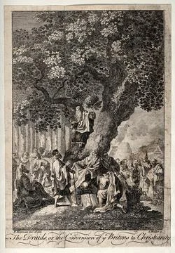 "The druids; or the conversion of the Britons to Christianity". Etching by .. Stock Illustration