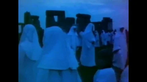 Druids performing a ritual at Stonehenge Stock Footage