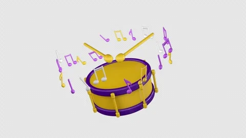 Drum and colorful musical notes Stock Footage 279896283