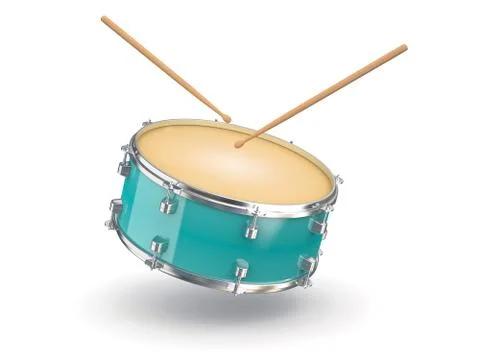 Drum and drumsticks. 3d Illustrazione stock
