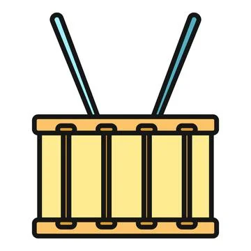 Drum and drumsticks creating music rhythm beat Stock Illustration