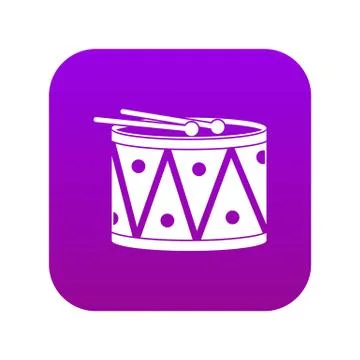 Drum and drumsticks icon digital purple Stock Illustration