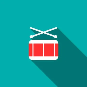Drum and drumsticks icon, flat style イラスト素材