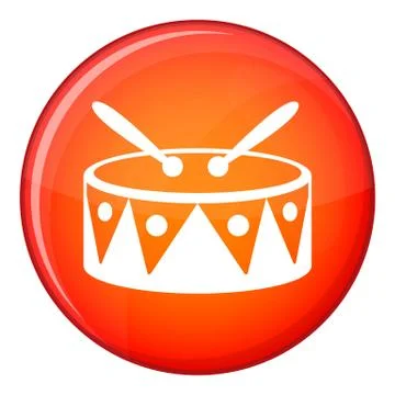 Drum and drumsticks icon, flat style イラスト素材