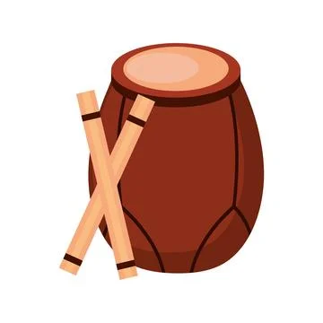 Drum and drumsticks Stock Illustration