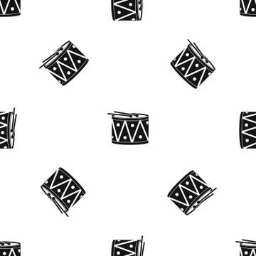 Drum and drumsticks pattern seamless black Stockillustratie