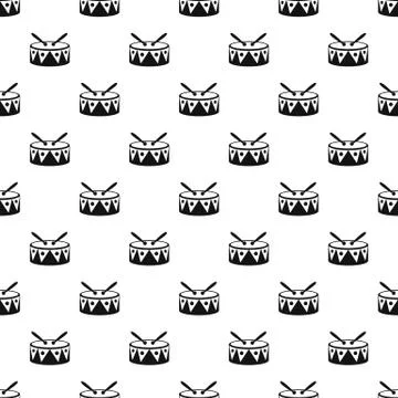 Drum and drumsticks pattern, simple style Stock Illustration