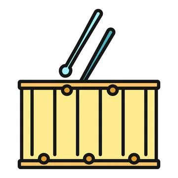 Drum and drumsticks on white background Stock Illustration