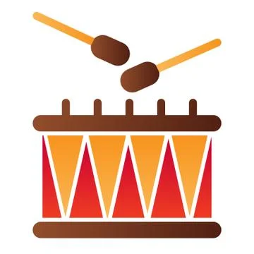 Drum and sticks flat icon. Music instrument color icons in trendy flat style Illustrazione stock