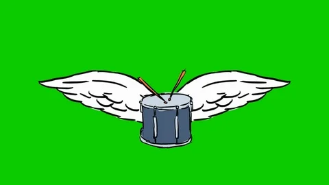 Drum - animation - wings - green screen Stock Footage 91248391