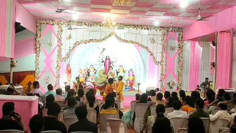 Drum beating during Durga Puja Stock Footage 219389332