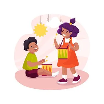 Drum class isolated cartoon vector illustration. Stock Illustration