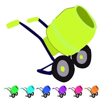 Drum concrete mixer vector cartoon graphic Stock Illustration
