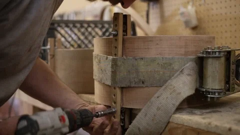 Drum Crafting, Straps, Woodworking, Tools Stock Footage 115096312