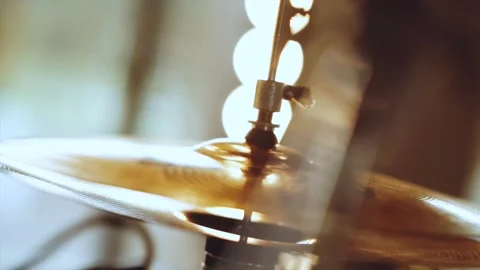 Drum cymbals close-up, drum kit Stock Footage 204151298