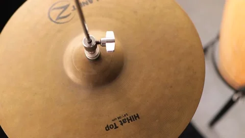 Drum Cymbals Close-Up, Drum Kit Close-Up Of A Musical Cymbal On A Drum Kit Stock Footage 235420846