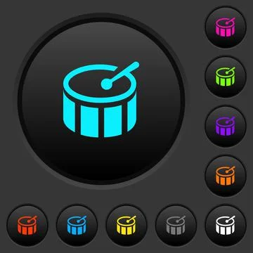 Drum dark push buttons with color icons Stockillustratie