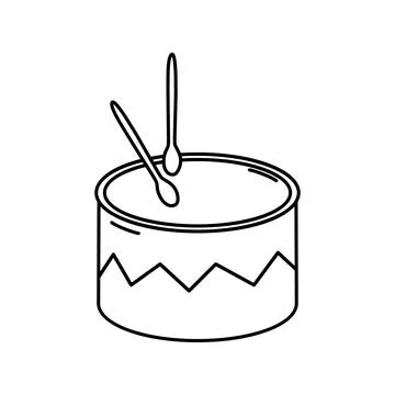 Drum doodle hand drawn vector illustration isolated on white background. Li.. Stock Illustration
