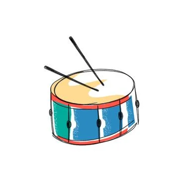 Drum with drumstick drawing Illustrazione stock