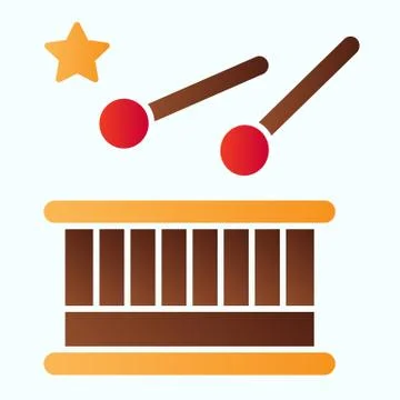 Drum with drumsticks flat icon. Musical percussion instrument vector イラスト素材