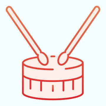 Drum with drumsticks flat icon. Percussion musical instrument vector Illustrazione stock