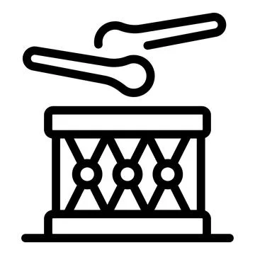Drum with drumsticks hitting drumhead making music Stock Illustration