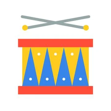 Drum with drumsticks vector icon, amusement park related flat style Ilustración de archivo