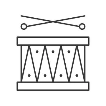 Drum with drumsticks vector icon, amusement park related line style Ilustración de archivo