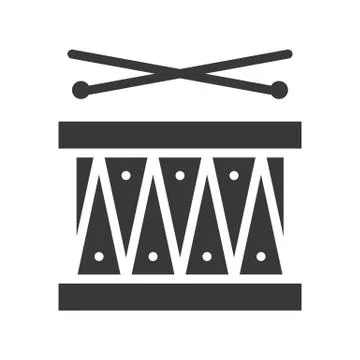 Drum with drumsticks vector icon, amusement park related solid style Ilustración de archivo