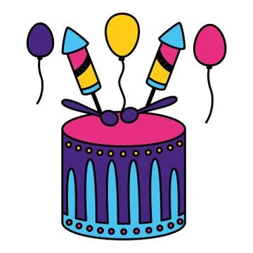 Drum fireworks carnival 스톡 일러스트