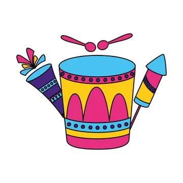 Drum fireworks carnival 스톡 일러스트