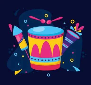 Drum fireworks carnival Stock-Illustration