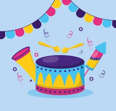 Drum fireworks carnival Stock Illustration