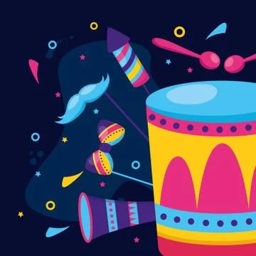 Drum fireworks carnival Illustrazione stock