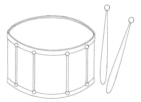 Drum graphic black white isolated sketch illustration vector Stock Illustration