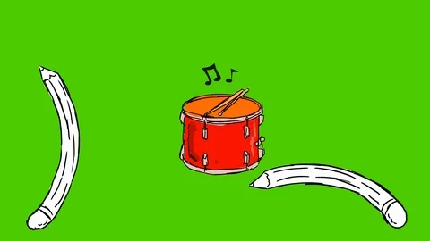 Drum - Hand-Drawn Animation - pencils white Stock Footage 98564407