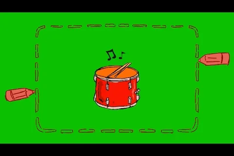 Drum - Hand-Drawn Animation - rectangle red Stock Footage 98502069