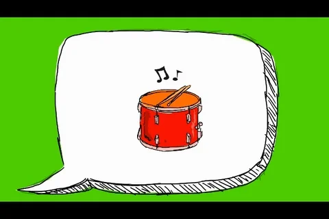Drum - Hand-Drawn Animation - speech bubble white Stock Footage 98501886