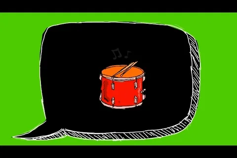 Drum - Hand-Drawn Animation - speech bubble black Stock Footage 98502377