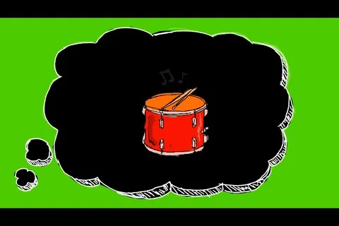 Drum - Hand-Drawn Animation - thinking bubble black Stock Footage 98500222